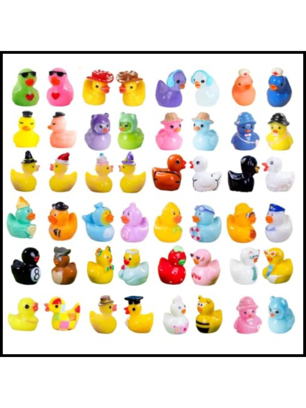 70PCS Mini Resin Ducks Figurines 38 Styles Dollhouse Décor DIY Craft